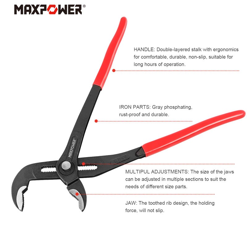 MAXPOWER Water Pump Pliers Set. Plumbing Pliers 3 Pieces Kitbag Set. 7-Inch, 10-Inch and 16-Inch Push Button Quick Adjust Tongue and Groove Pliers Set - Image 2